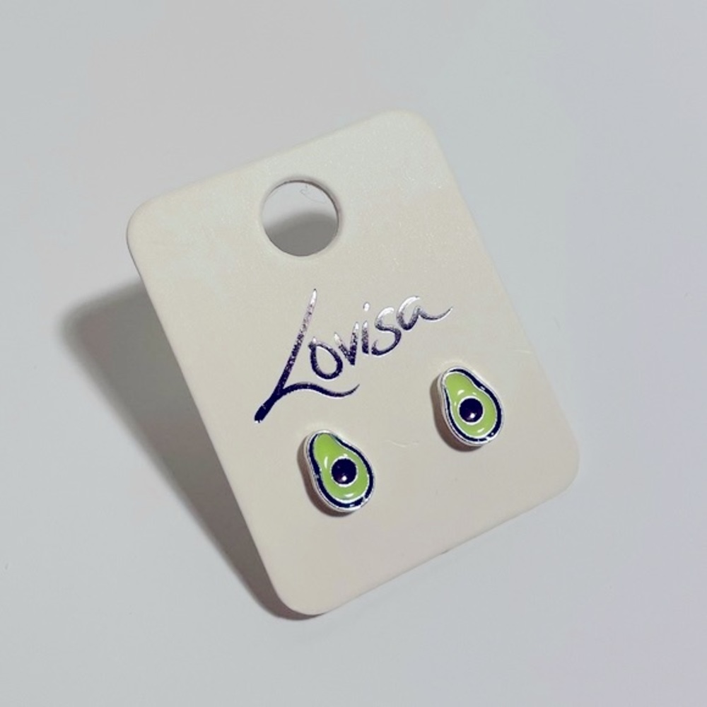 Avocado Stud Earrings | NEW | 90s Style | Fashion Earrings - Picture 2 of 3